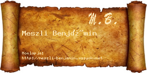 Meszli Benjámin névjegykártya